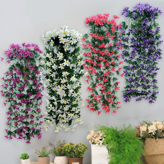 Last Chance,Artificial Flower Wall Hanging, Rattan Basket Decor, Easy Assembly, Bohemian Style, For Home Wedding, Wall Accent, Indoor Outdoor Use, Natural Fiber Material | Plastic, Hot Pink Yhsdtq
