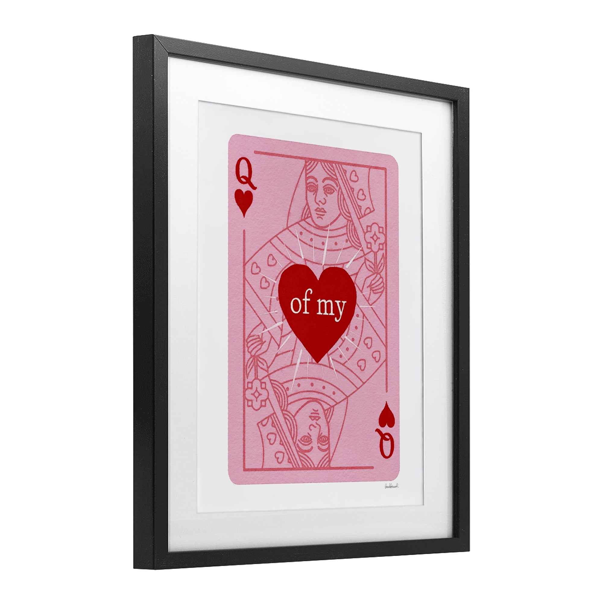 Queen Of My Heart Black Framed Print Under Glass, design by Amanda Greenwood