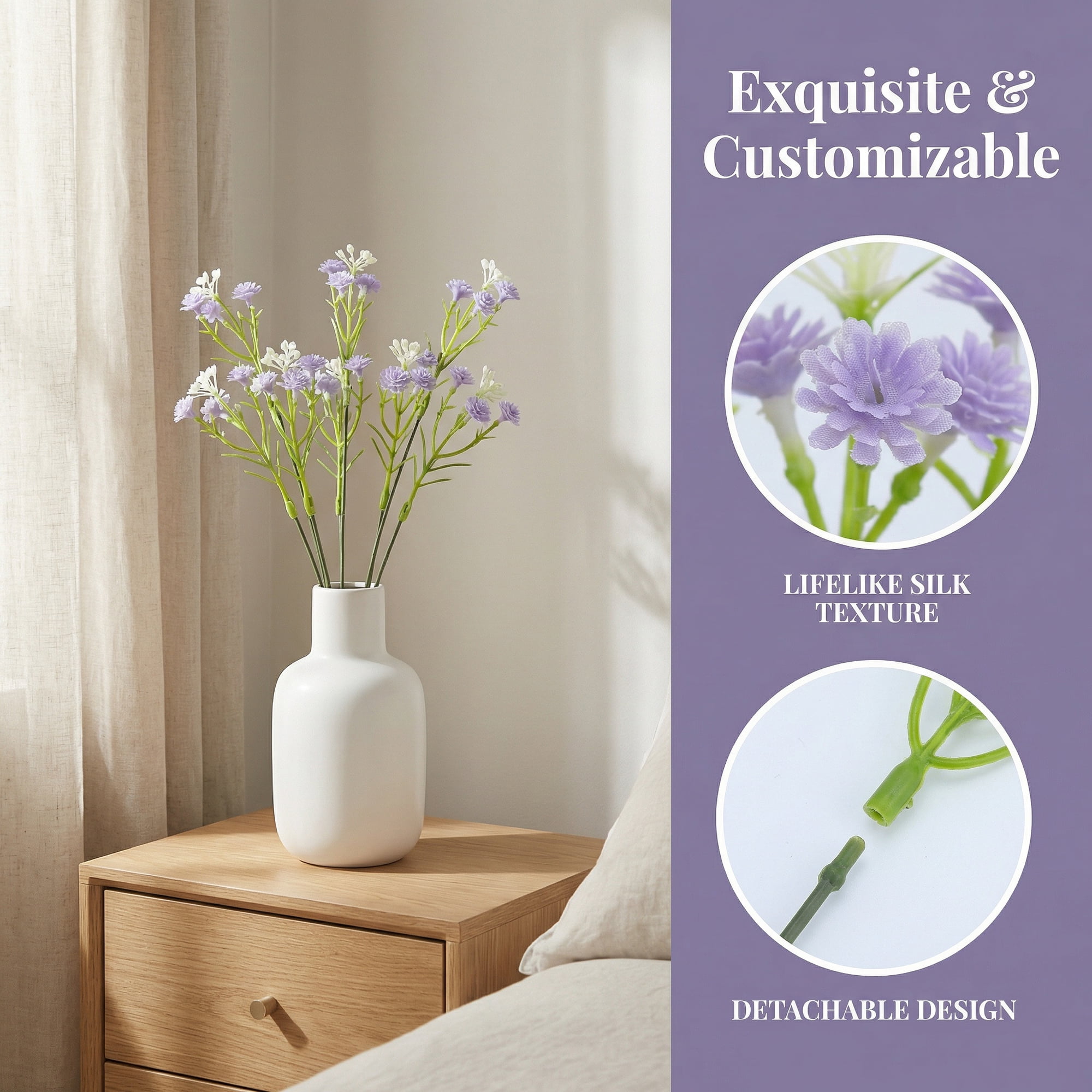 Unique Bargains Artificial Baby's Breath Flowers Faux Bouquets Purple 8.9inch