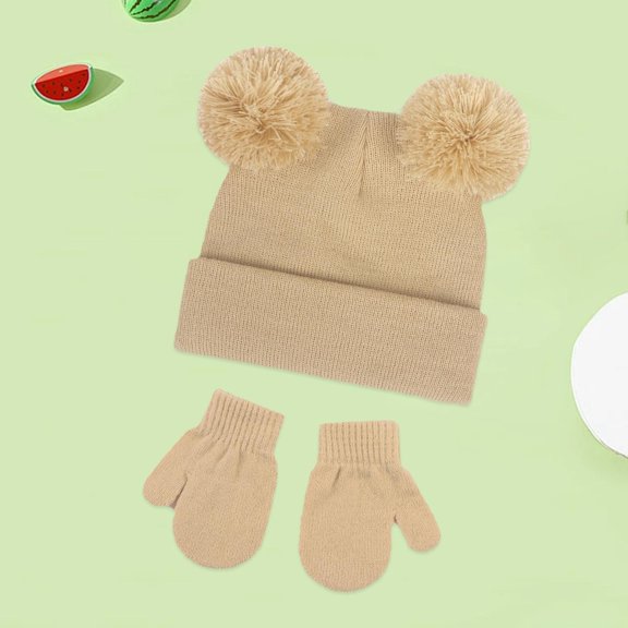 Kelon Women & Men Knitted Winter Hat, Double Pompom Warm Knit Beanie, Cold Weather Casual Headwear, One Size Scarf ,Hat,& Gloves