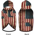 Retro Old American Flag Dog Hoodie Sweater with Leash Hole and Pocket