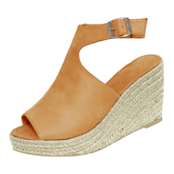 Kcodviy Women's Roman Solid Ladies Designer Sandals for Women Shoes Buckle Wedges Casual 90S Sandals for Women Sandals Strap Women's Sandals
