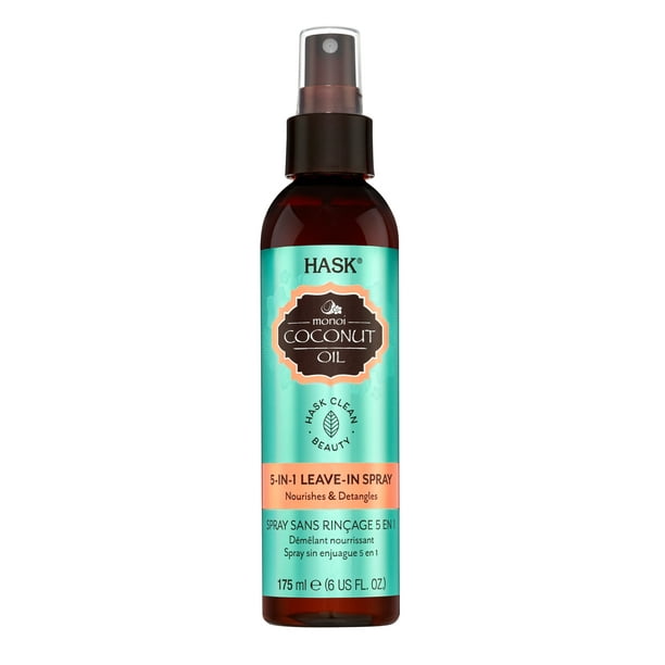 HASK Monoi Coconut Oil Nourishing SulfateFree 5in1 LeaveIn Spray, 6