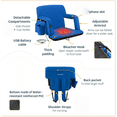 thumbnail image 2 of Heated Reclining Stadium Seat for Bleachers with Back Support, 6 Reclining Positions Waterproof 600D Polyester Portable Heated Outdoor Chair with Pockets & Carry Straps for Sports Camping, 2 of 4