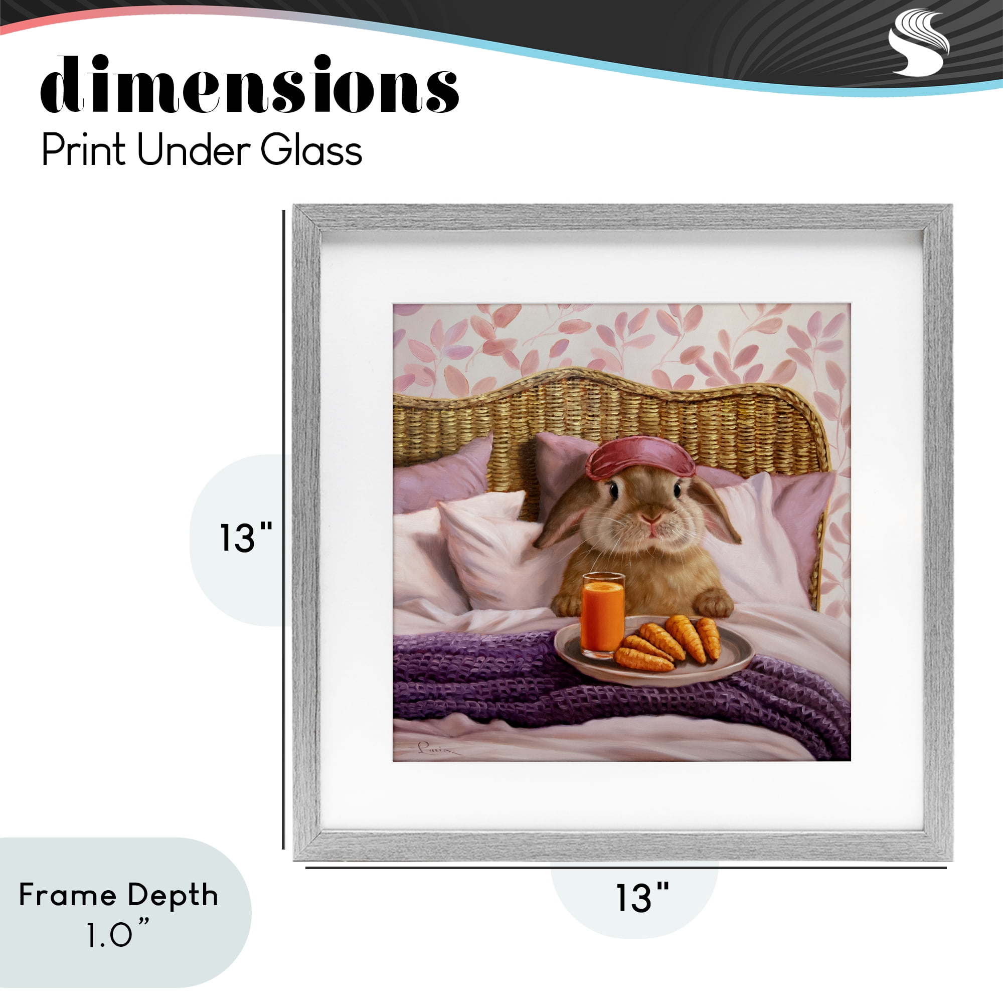 Stupell Industries Hoppy Meal Bunny in Bed Gray Framed Print Under Glass, design by Lucia Heffernan