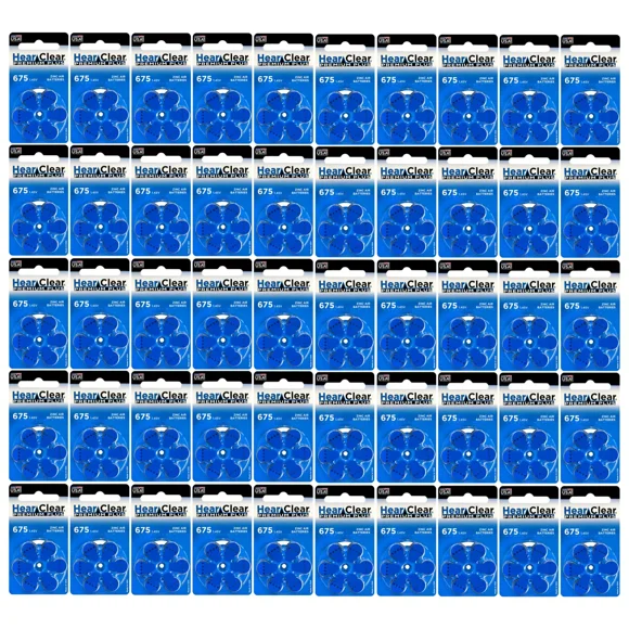 HearClear Taille 675 Zinc Air 1,45 V Piles pour Aide Auditive Blue Tab (300 Piles)