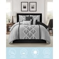 thumbnail image 2 of Lanco Terry Embroidery 7 Piece King Comforter Set, Black/Grey, Geometric, Terry Embroidery Ultra Soft, 100% Polyester & Fill, 2 of 7