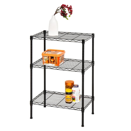 Home Basics 3 Tier Steel Wire Shelf, Black