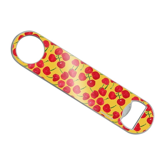 Cheery Cherries Stainless Steel Vinyl Covered Flat Bartender Speed Bar Bottle Opener