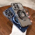 thumbnail image 4 of Luxury Rhinestone Glitter Bracket Magnetic TPU Phone Case, For iPhone 15 14 13 12 Pro Max 14 15 Plus 11, Transparent Shockproof Bumper Cover, 4 of 5