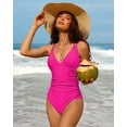 thumbnail image 4 of Charmo Womens V Neck One Piece Swimsuits Ruched Tummy Control Monokini Bathing Suits, 4 of 6