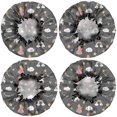 thumbnail image 2 of Shower Caps,Dark Gray Princess Unicorn Cloud Pattern Waterproof Shower Cap for Women 4 Pieces,Double Reusable Hair Cover for Shower PEVA Elastic Stretch Hem, 2 of 7