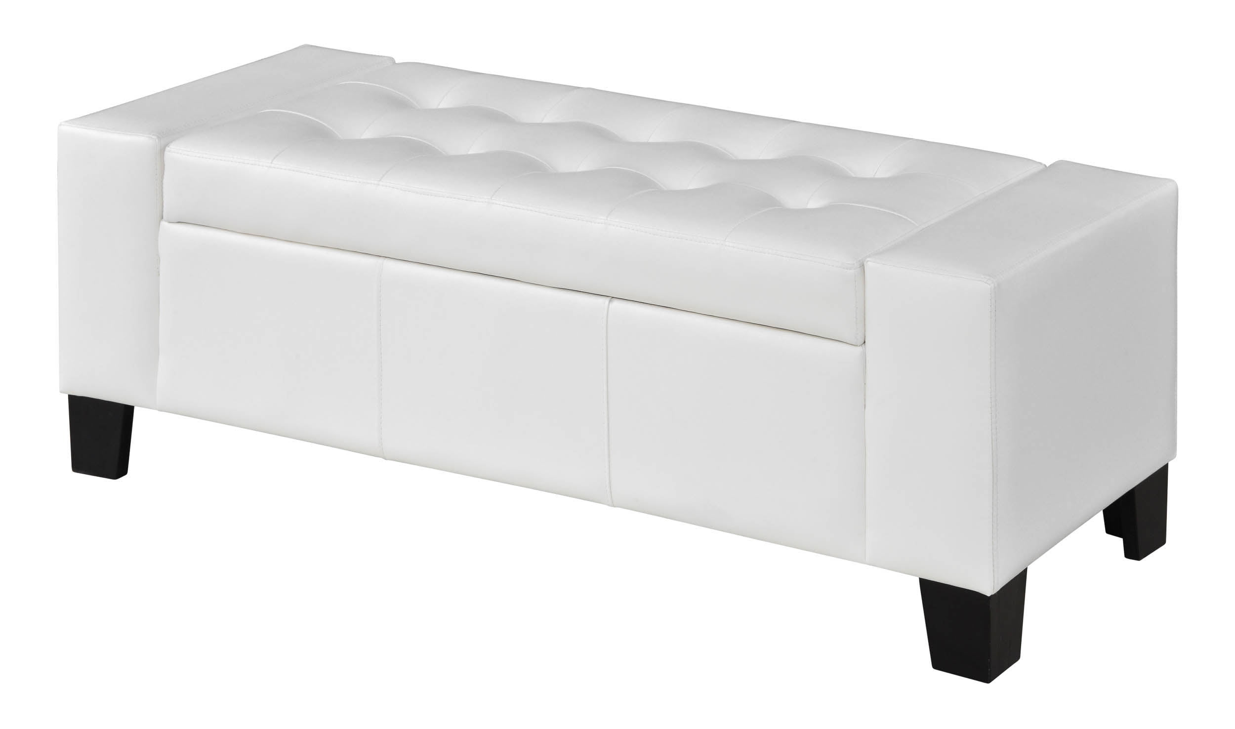Wallace 52inch White Faux Leather Storage Bench
