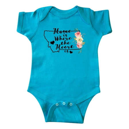 

Inktastic Montana Home is Where the Heart is with Watercolor Floral Gift Baby Boy or Baby Girl Bodysuit