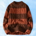 thumbnail image 2 of Mens Jacket Sweater Crewneck Loose Thickened Striped Knit Mens Warm Clothes,Coffee,L, 2 of 5