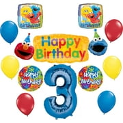 Sesame Street Happy Birthday Balloons Decoration Set, Elmo/Cookie Monster, 12 Pieces