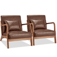 thumbnail image 6 of YODOLLA Faux Leather Accent Chair Set of 2, Mid Century Modern Living Room Chair Side Arm Chair in Brown, 6 of 6