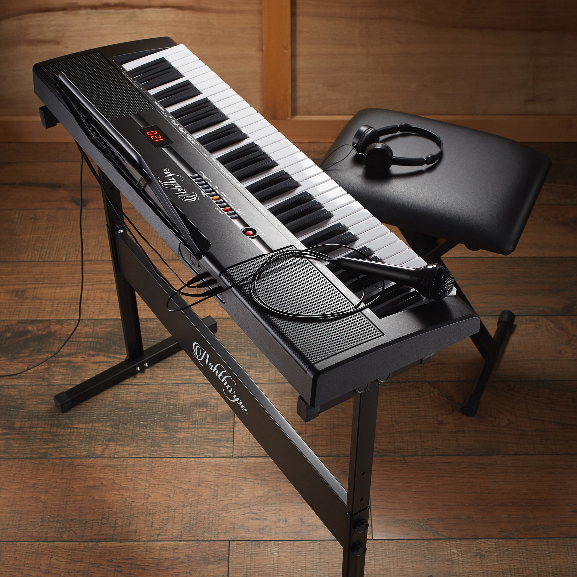 Ashthorpe 61-Key Digital Electronic Keyboard Piano, Portable Beginner Kit with Stand and Stool