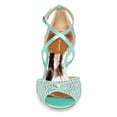 thumbnail image 4 of XYD Women Sandals Peep Toe Crisscross Strap Rhinestones Studs Wedge High Heel Wedding Party Dress Shoes Size 10 Turquoise, 4 of 4