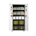 thumbnail image 4 of Locking Metal Storage Cabinet | Home or Garage Storage with 2 Doors | Detachable Rubber Casters | Protects Items from Loss, 4 of 6