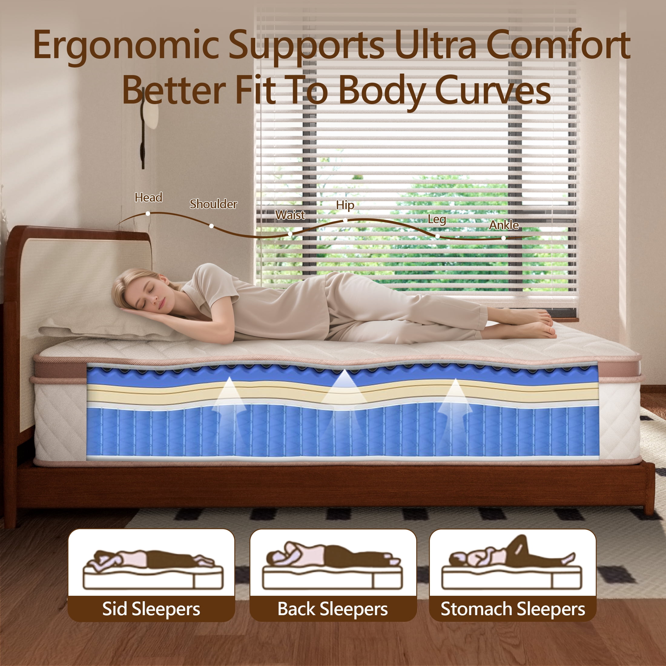 Pixafog Queen Hybrid Mattress in a Box 14 inch,Memory Foam & Pocket Spring Mattresses,Fiberglass-free & CertiPUR-US Bed Mattress