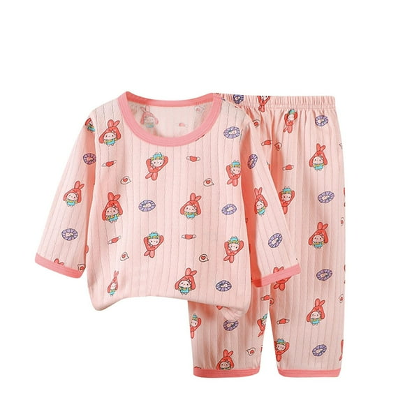 Odeerbi 6M-12Y Niños Niñas Pijamas de Verano de Algodón de Manga Larga Conjunto de Pantalones de Impresión Suave Ropa de Dormir Ligero Transpirable Conjunto de Pijama