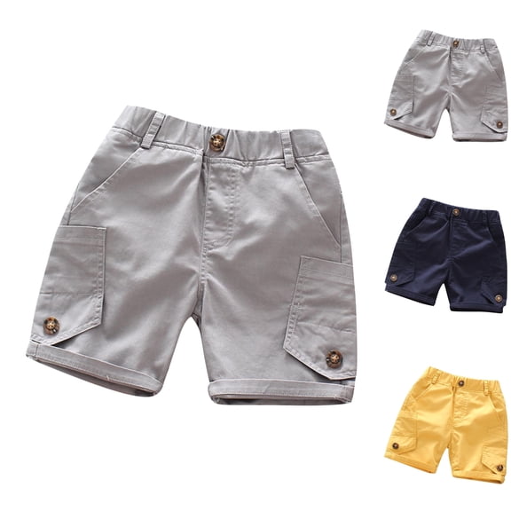 LIBRCLO Boys Cargo Shorts Size 3 Years Elastic Waist Thin Durable Quick Dry Athletic Shorts with Multiple Pockets Gray