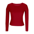 thumbnail image 5 of Ribbed Crew Neck Long Sleeve Tops for Women Slim Fit Undershirts Knit Basic Casual Stretch Tees Shirts, 5 of 6