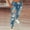 Blue, variant on MRULIC pants for women Women Solid Color Bandage Hole High Jeans Flares Ankle Fashion Pants Trouser Plus Size Pants Black   L