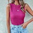 thumbnail image 2 of HAPIMO Women's Slim Pleated Basic Tank Tops Summer Beach Tees Sleeveless Workout Shirts Crew Neck Casual Relaxed Tops for Teen Girls Trendy Solid Color Pink, 2 of 9