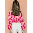 thumbnail image 4 of Women's Pink Floral Print Puff Sleeve Buttoned Shirt, 4 of 7