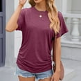 thumbnail image 4 of Riforla 2024 Spring/Summer New Solid Round Neck Loose Short Sleeved T Shirt Top for Women for Women Long Sleeve Cheer Shirt Red L, 4 of 6