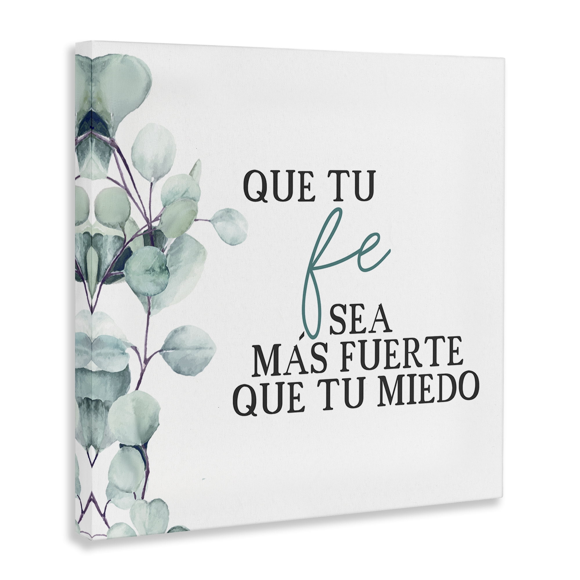 Stupell Industries Que Tu Fe Sea Más Fuerte Religious Quotes and Sayings Painting Wrapped Canvas Art Print Wall Art, 36 x 36