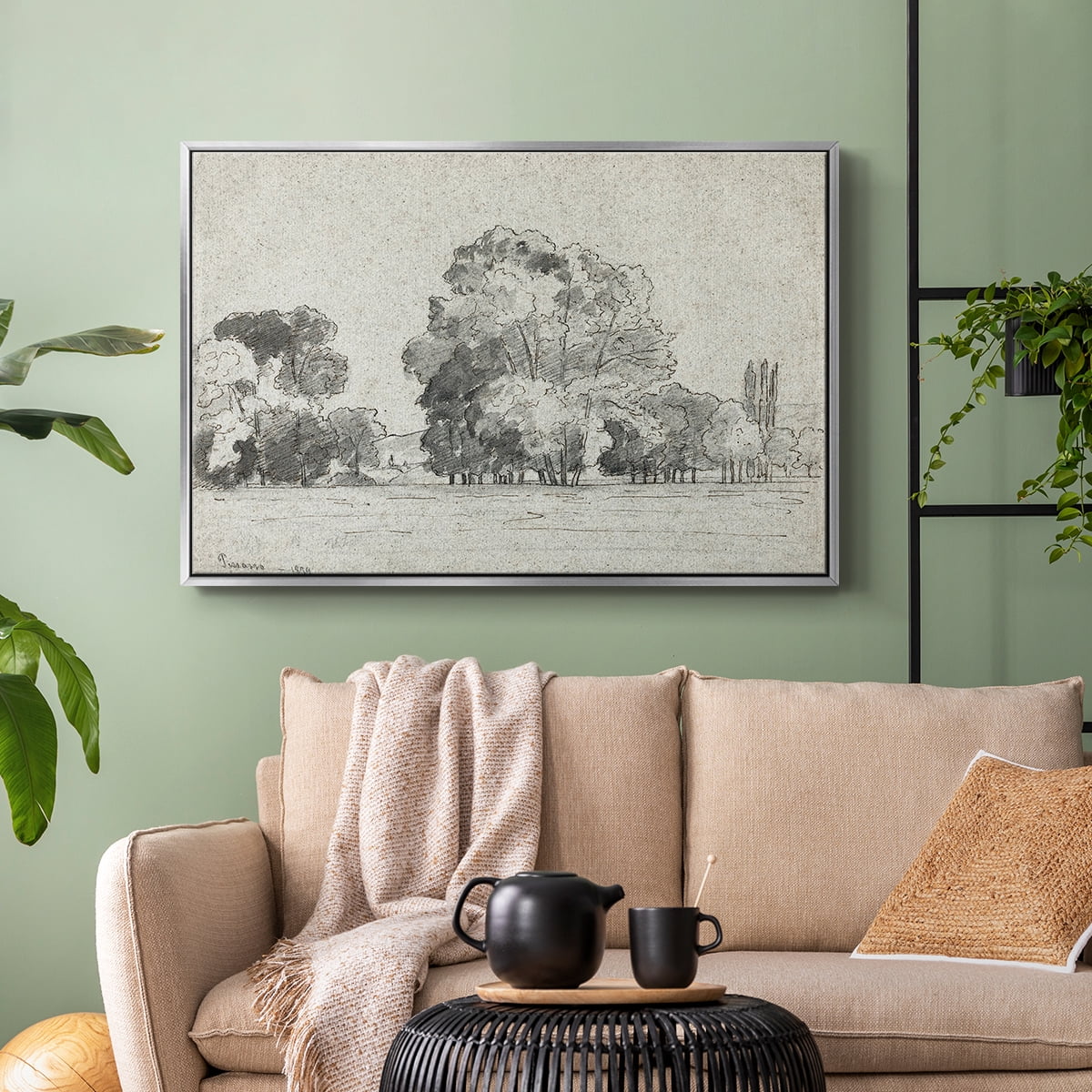 Vintage Landscape-MXIII By Wexford Home Framed in Silver Wood Gallery Wrapped Canvas 25 in. x 37 in.