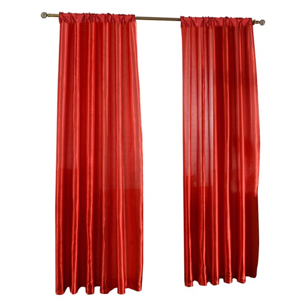 1 Cortina Ventana Satén Color para Habitación Cortinas Sombreado (rojo)