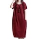 thumbnail image 1 of Vestido suelto ocasional de la vendimia del verano del bolsillo de la manga del cortocircuito d MABOTO Vestido, 1 of 7