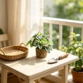 thumbnail image 5 of Eolstice Artificial Potted Plants, Assorted Mini Faux Leaf Shrub In Straw Basket, Multi Style Small Tabletop Planter, For Indoor Shelf Desk Home Decorative Planter, 5 of 6