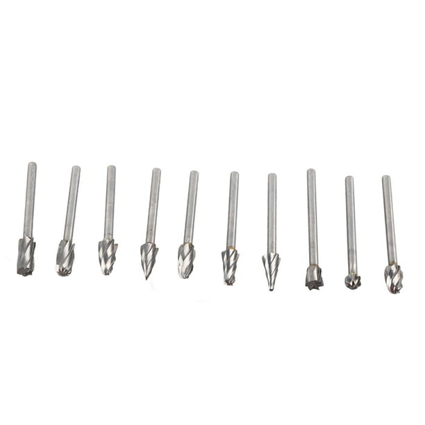 Brocas para tallado de madera Dremel, juego de 10 fresas de carburo, cabezal de pulido de acero de tungsteno, juego de fresas de carburo de alto rendimiento