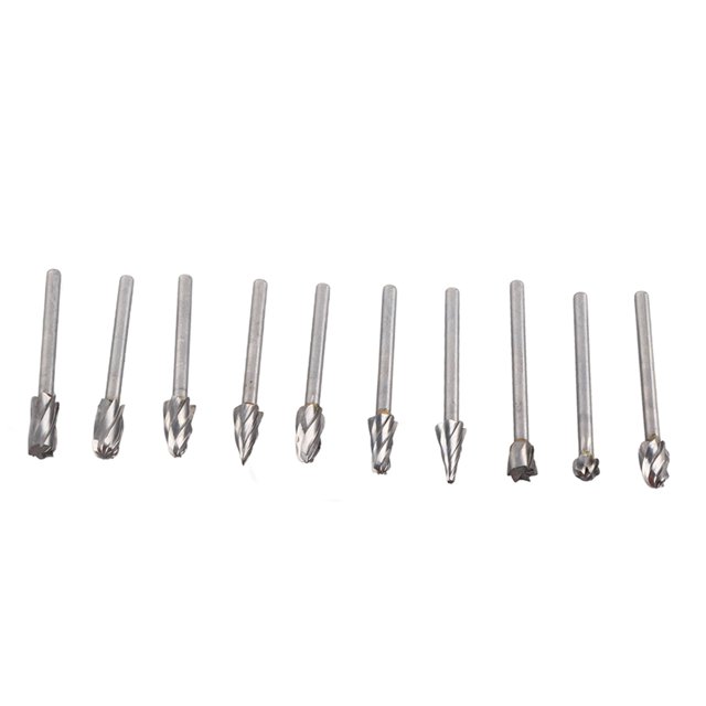 Brocas para tallado de madera Dremel, juego de 10 fresas de carburo, cabezal de pulido de acero de tungsteno, juego de fresas de carburo de alto rendimiento