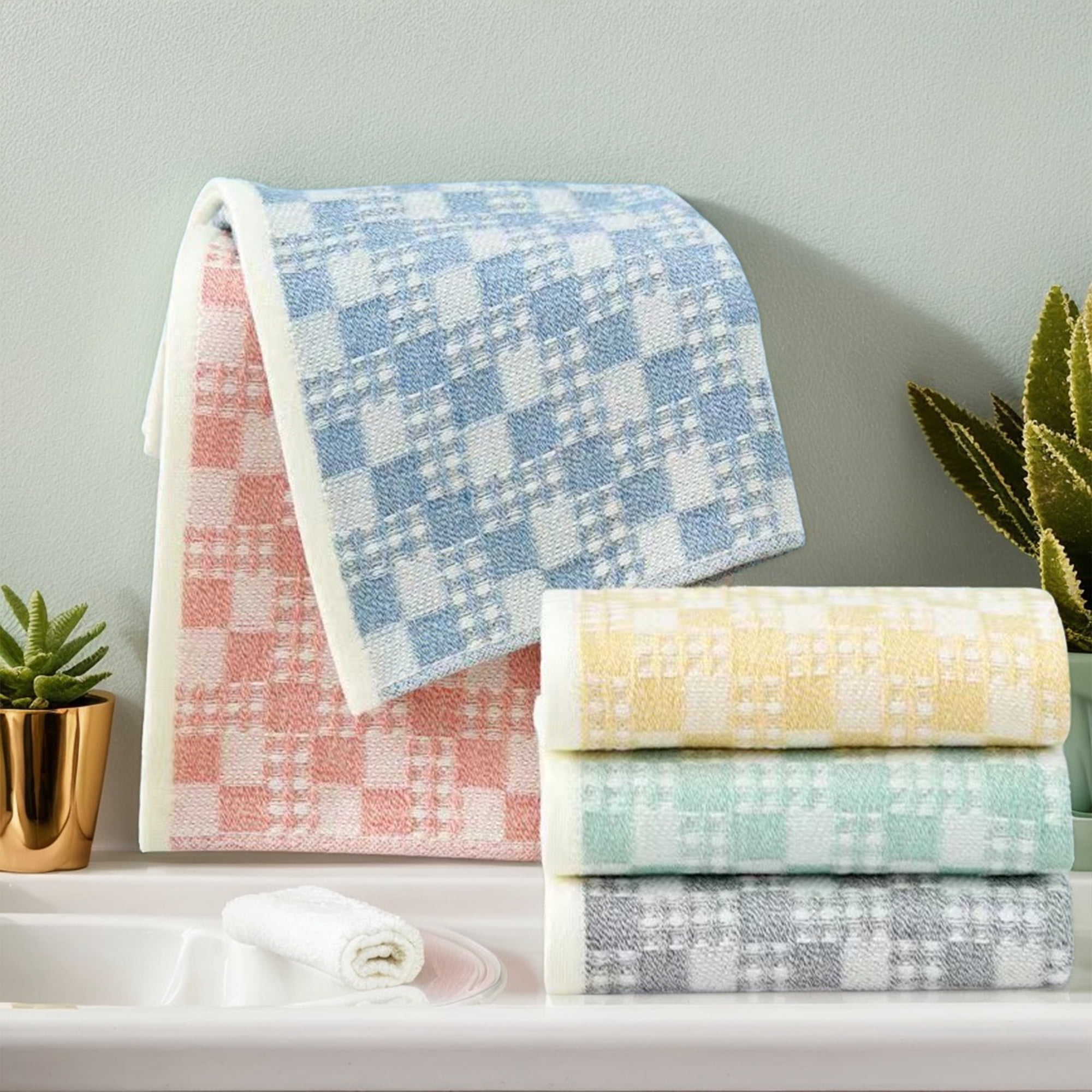 Unique Bargains Waffle Hand Towels Set of 2 Grey 13" x 28"