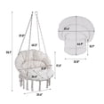 thumbnail image 3 of Macrame Hammock Chair - 330 Lbs Capacity - Indoor/Outdoor Hanging Chair with Cushion - Beige Cotton Rope, 3 of 6