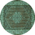 thumbnail image 1 of Ahgly Company Indoor Round Persian Turquoise Blue Traditional Area Rugs, 4' Round, 1 of 4