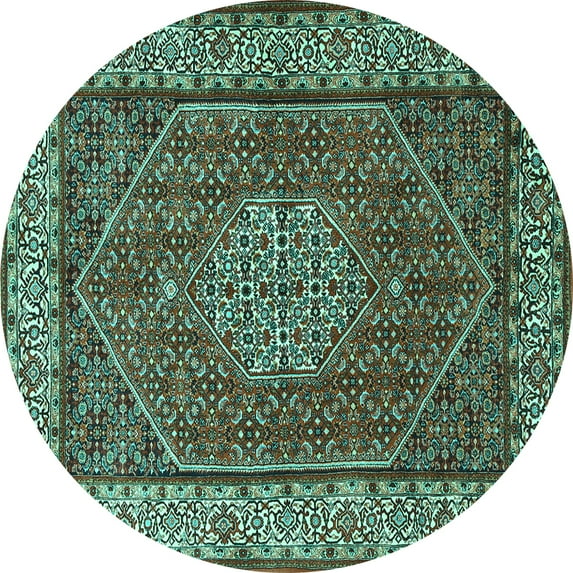 Ahgly Company Indoor Round Persian Turquoise Blue Traditional Area Rugs, 4' Round