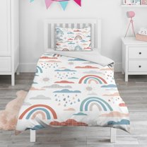 Boho Bohemia Rainbow Duvet Cover and Pillowcase Set for Single Bedding, Bedroom Accessories for Kids Teens