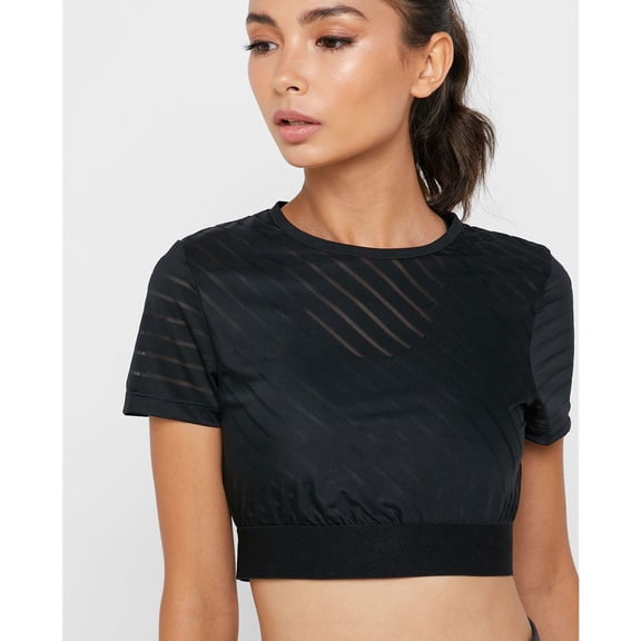 Reebok Womens Mesh Basic T-Shirt, Black, X-Small