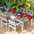 thumbnail image 2 of Red Christmas Table Cloths for 6 Foot Rectangle Tables, Snowman Xmas Snowflake Botanical Tree Patio Waterproof Elastic Fitted Tablecloths, Washable Rectangular Table Cover for Camping, 2 of 8