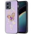 thumbnail image 2 of For Motorola Moto G 5G 2024 SPLENDID Diamond Glitter Ornaments Engraving Case Cover - Garden Butterflies Purple, 2 of 3