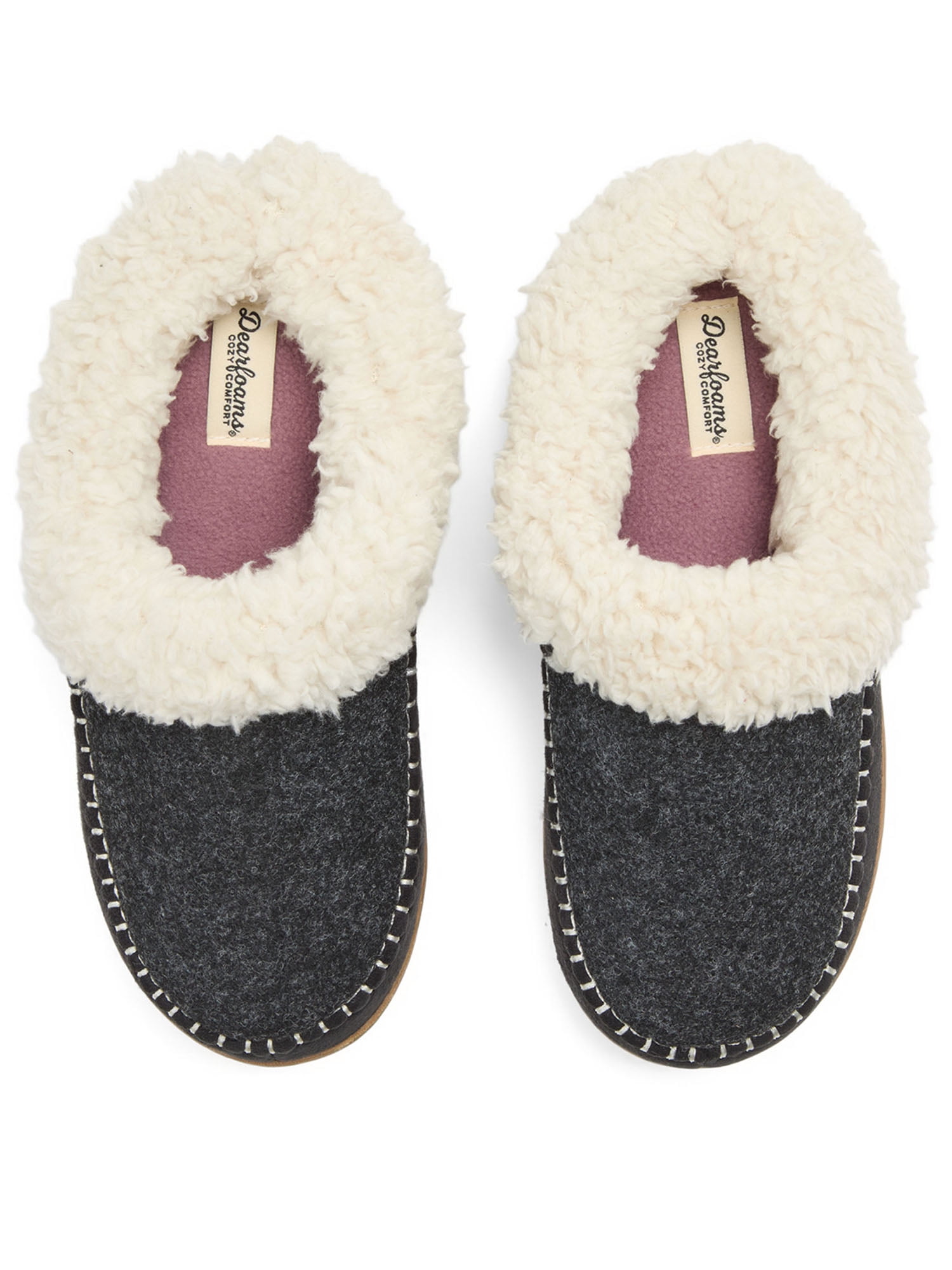 Dearfoams Women’s Cozy Comfort Moc Toe Clog Slippers