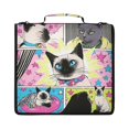 thumbnail image 2 of Comic Cat Printed Zipper Binder with Handle&Shoulder Strap 2 inch 3 Ring 500+300 Sheet Capacity File Folder Organizer, 2 of 8