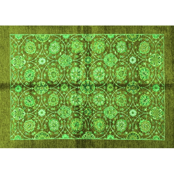 Ahgly Company Indoor Rectangle Abstract Green Modern Area Rugs, 3' x 5'